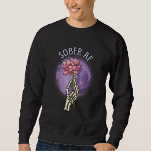 Nüchterne AF-Skeletthand hält Lotusblume Namast Sweatshirt