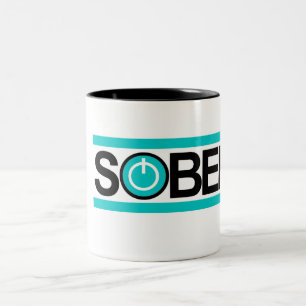 Nüchterne Powerknopf Kaffee-Tasse Zweifarbige Tasse