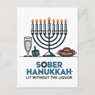 Nüchterner jüdischer Chanukka Lit ohne den Alkohol Feiertagspostkarte