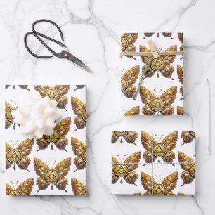 Nüchternes Symbol Schmetterling Einheit Dienst Gen Geschenkpapier Set