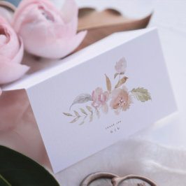Nude Romantic Watercolor Florals Wedding Dankeskarte