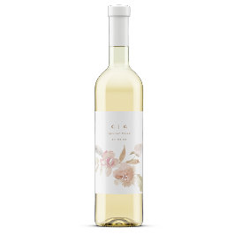 Nude Romantic Watercolor Florals Wedding Flasche Weinetikett