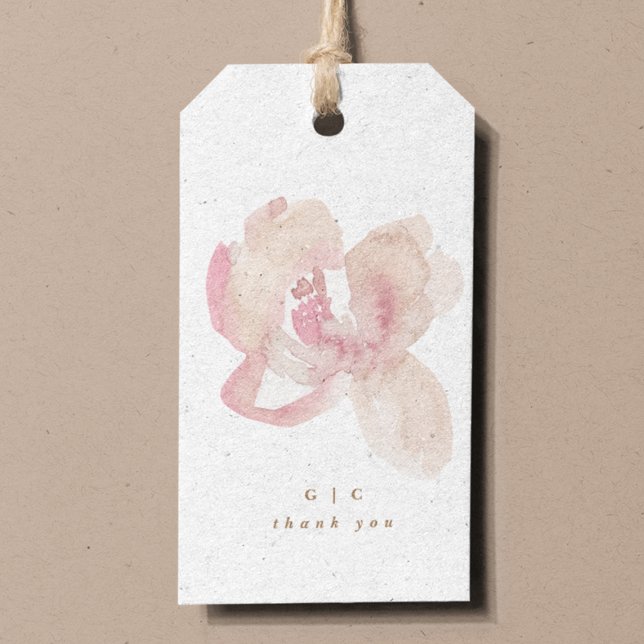 Nude Romantic Watercolor Florals Wedding Geschenkanhänger (Von Creator hochgeladen)