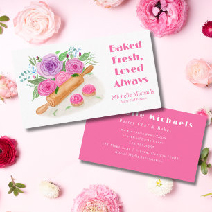 Nudelholz Rosen Gebäck Konditor Bäcker Visitenkarte