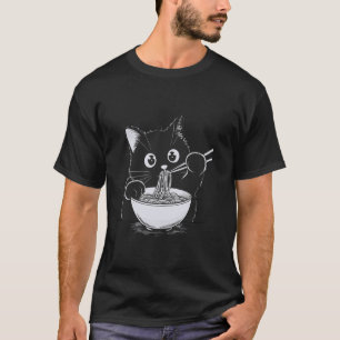 Nudelkatze Ramen Schwarze Katze Süße Ramen-Nudeln T-Shirt