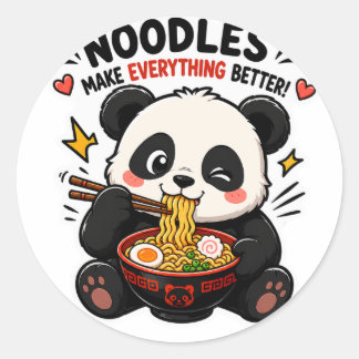 NUDELN MACHEN ALLES BESSER PANDA-STICKER RUNDER AUFKLEBER