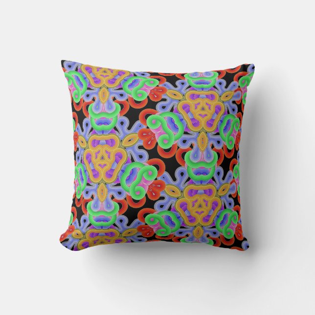 Nudeln, mehrfarbig auf schwarz kissen (Vorderseite)