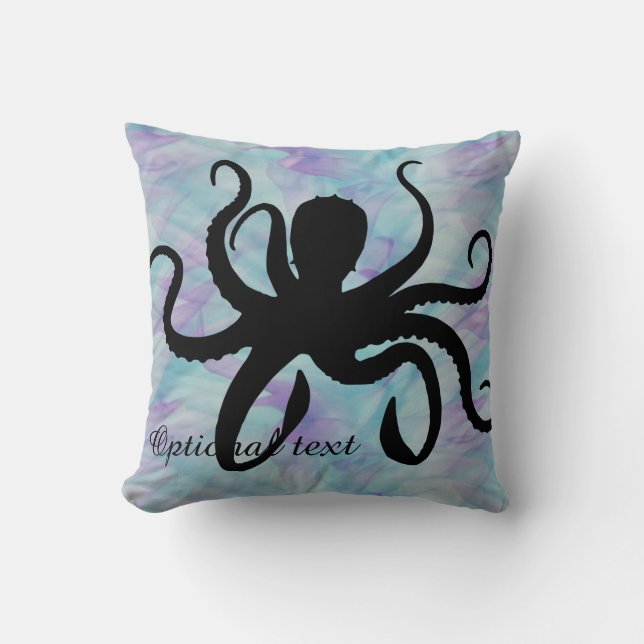 Nudeln Ocean Octopus Silhouette Throw Kissen (Vorderseite)