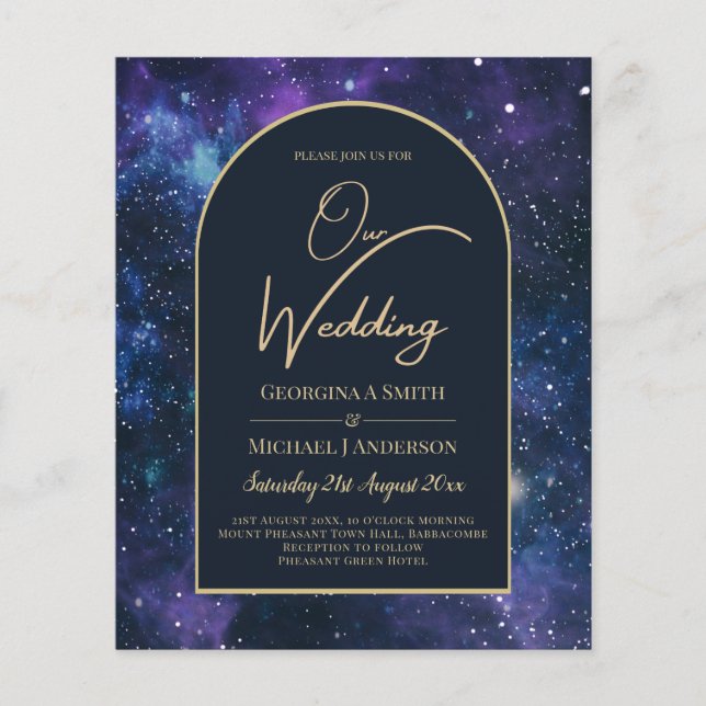NUDGET Starry Night Lila Blue Wedding INVITE Flyer (Vorne)