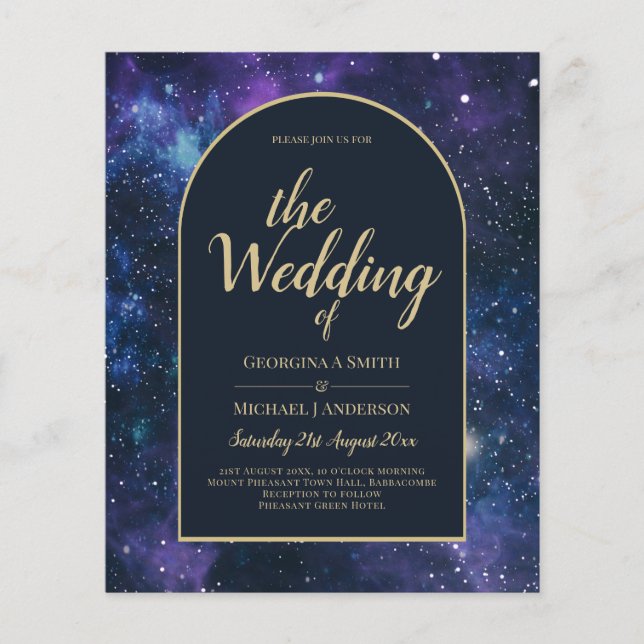 NUDGET Starry Night Lila Blue Wedding INVITE Flyer (Vorne)