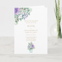 Nuestra Boda 4 Seiten FLORAL Spanish WedTES INVITE Karte