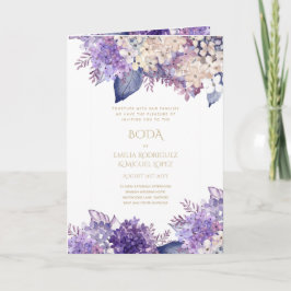 Nuestra Boda 4 Seiten FLORAL Spanish WedTES INVITE Karte