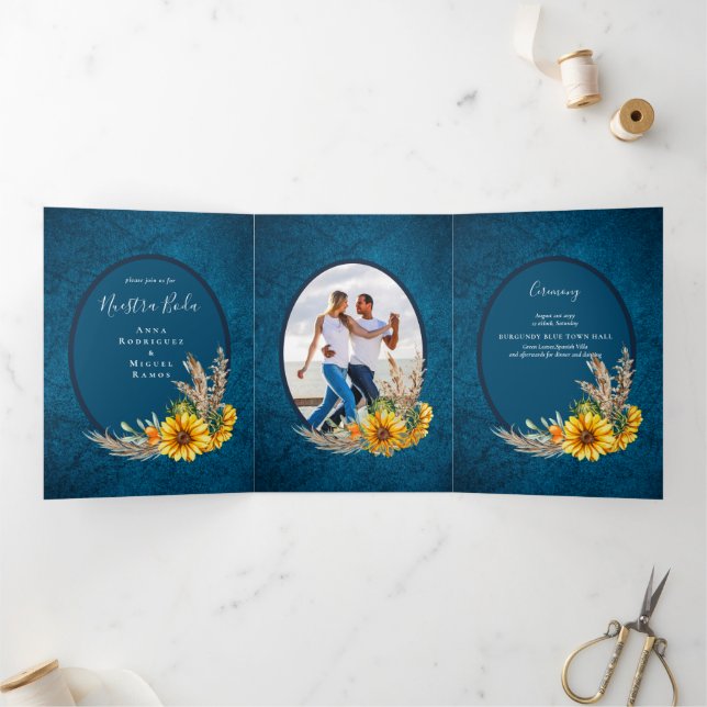 Nuestra Boda 6 Seiten Sonnenblumen Einladung Hochz (Innenseite)