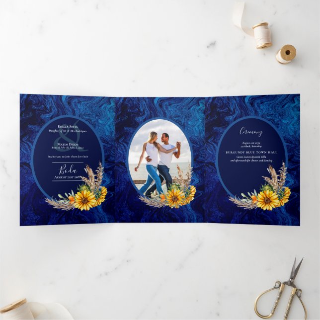 Nuestra Boda 6 Seiten Sonnenblumen Einladung Hochz (Innenseite)