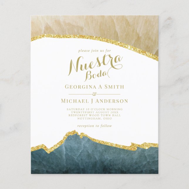 Nuestra Boda AGATE Gold Spanish Wedding INVITE (Vorderseite)