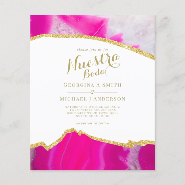 Nuestra Boda AGATE Gold Spanish Wedding INVITE (Vorderseite)