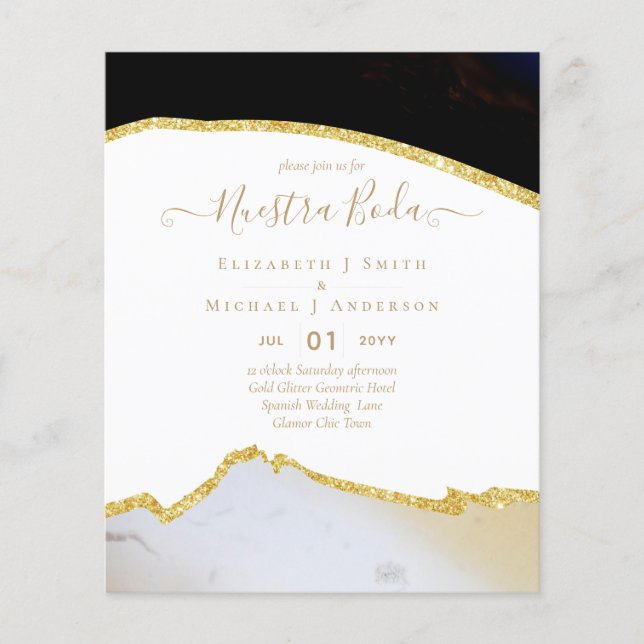 Nuestra Boda AGATE Gold Spanish Wedding INVITE (Vorderseite)