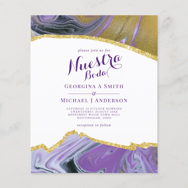 Nuestra Boda AGATE Gold Spanish Wedding INVITE (Vorderseite)