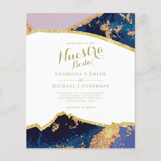 Nuestra Boda AGATE Gold Spanish Wedding INVITE (Vorderseite)