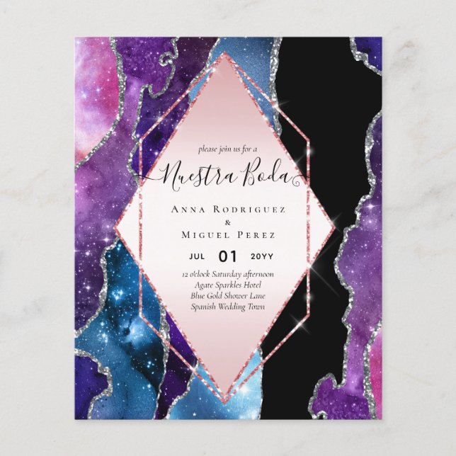 Nuestra Boda AGATE Gold Spanish Wedding INVITE Flyer (Vorne)
