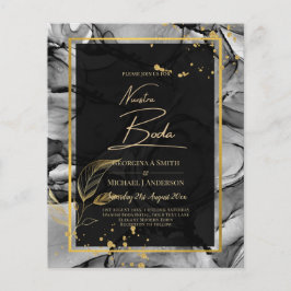 NUESTRA BODA Black Gold Ink Wedding INVITE Flyer