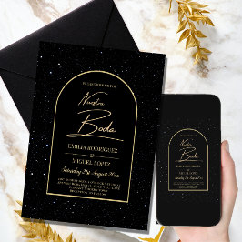 NUESTRA BODA BLACK GOLD Starry Night EINLADEN Einladung