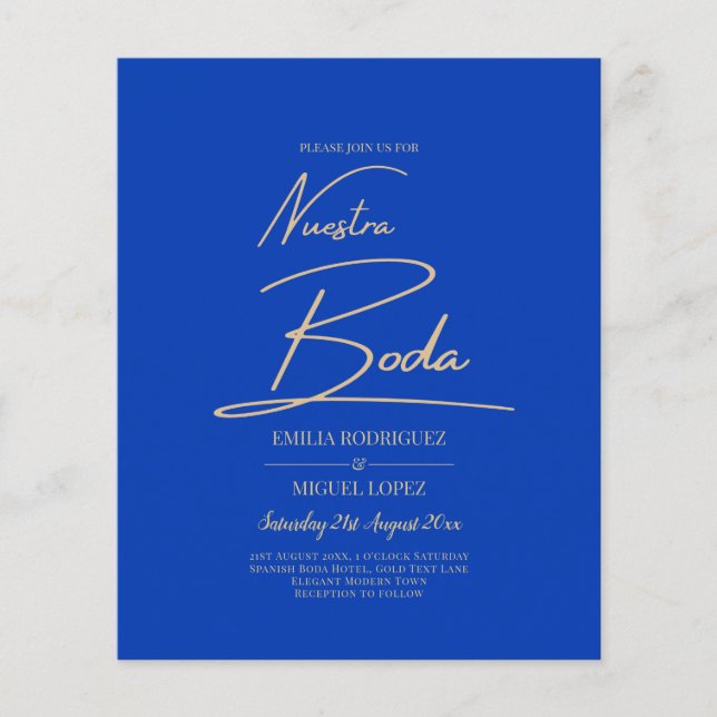 NUESTRA BODA Blue Monochrome Wedding NVITE (Vorderseite)