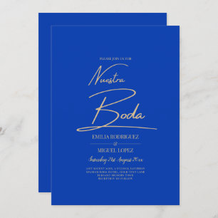 NUESTRA BODA Blue Monochrome Wedding NVITE Einladung