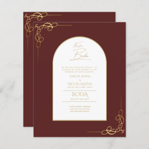 Nuestra Boda Budget Gold Akzent Bilingual Einladun