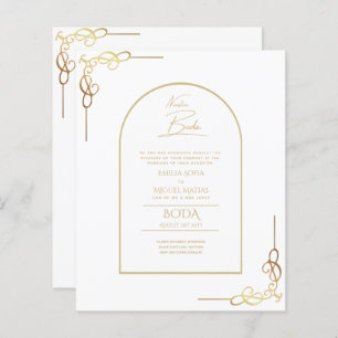 Nuestra Boda Budget Gold Akzent Bilingual Einladun