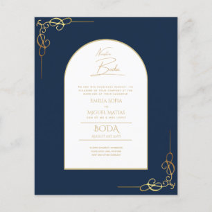 Nuestra Boda Budget Gold Akzent Bilingual Einladun Flyer