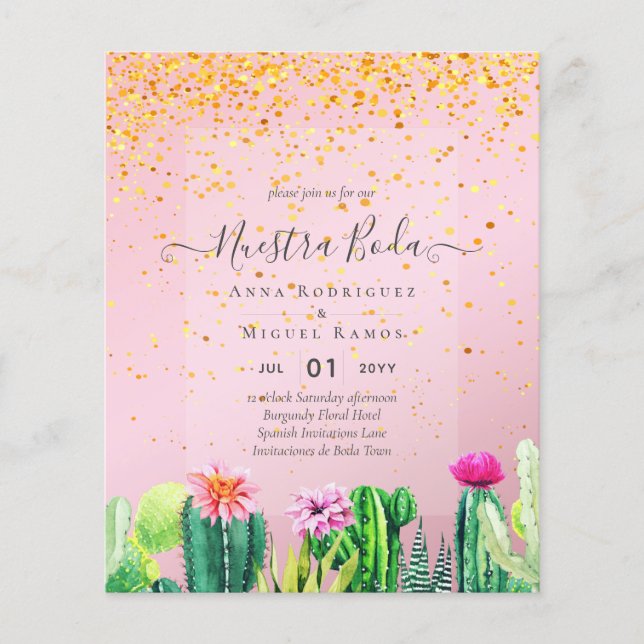 Nuestra Boda CACTI Fiesta Spanish Wedding INVITE (Vorderseite)