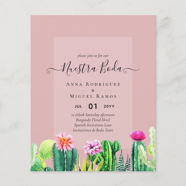 Nuestra Boda CACTI Fiesta Spanish Wedding INVITE Flyer (Vorne)