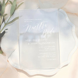 Nuestra Boda Caligrafía Moderna Hochzeit Acryleinladungen