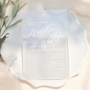 Nuestra Boda Caligrafía Moderna Hochzeit Acryleinladungen