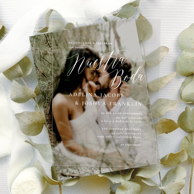 Nuestra Boda Caligrafía Moderna Hochzeit Acryleinladungen (Card Mock-up)