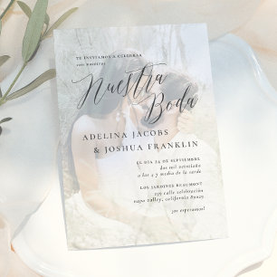 Nuestra Boda Caligrafía Moderna Invitación de Boda Einladung
