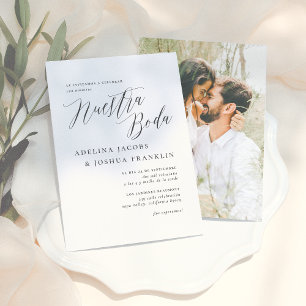 Nuestra Boda Caligrafía y Foto Invitación de Boda Einladung