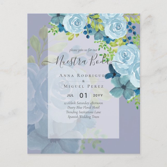 NUESTRA BODA Dusty Blue Floral BUDGET (Vorderseite)