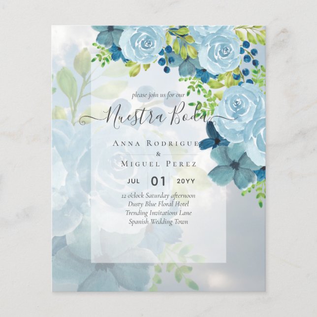 NUESTRA BODA Dusty Blue Floral BUDGET (Vorderseite)