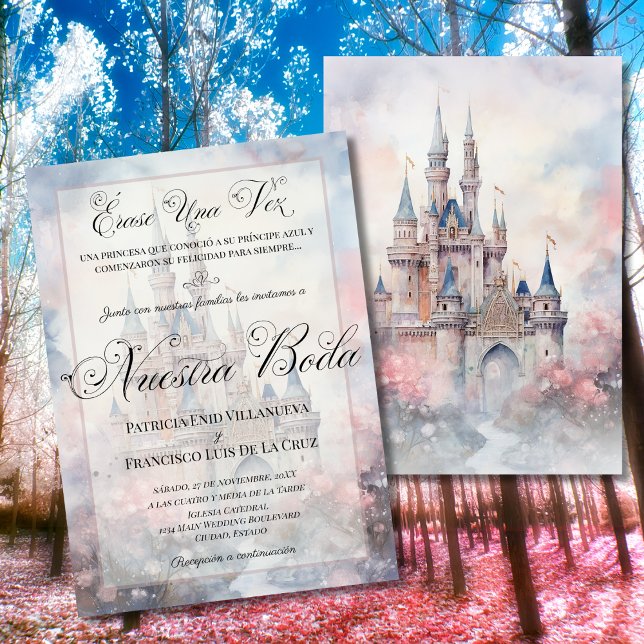 Nuestra Boda Fairy Tale Burg Hochzeit Einladung (Von Creator hochgeladen)