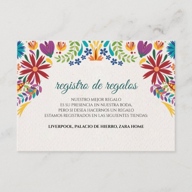 Nuestra Boda Flowers Botanical Spanish Wedding Begleitkarte (Vorderseite)