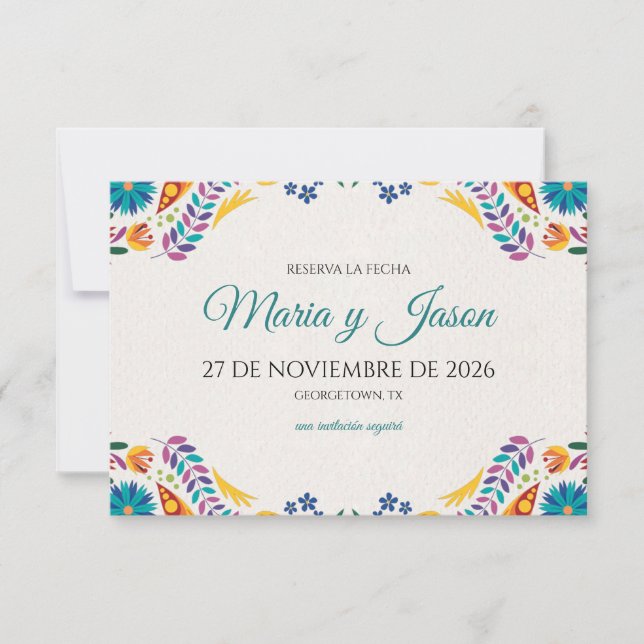 Nuestra Boda Flowers Botanical Spanish Wedding Save The Date (Vorderseite)
