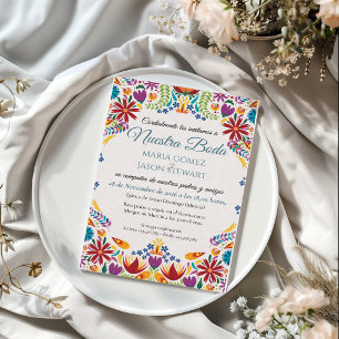 Nuestra Boda Flowers Botanische Spanische Hochzeit Einladung