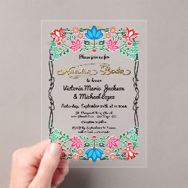 Nuestra Boda Folk Art Mexican Fiesta Party Acryleinladungen