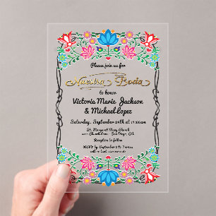 Nuestra Boda Folk Art Mexican Fiesta Party Acryleinladungen