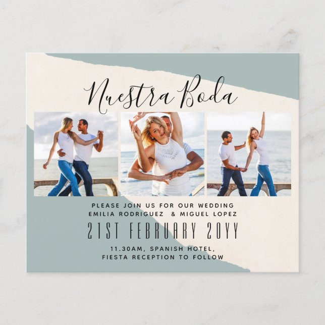 Nuestra Boda Foto Collage Wedding INVITE (Vorderseite)