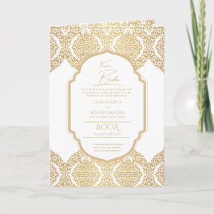 Nuestra Boda GOLD 4age Spanish Wedding INVITE Karte