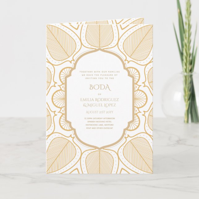 Nuestra Boda GOLD 4age Spanish Wedding INVITE Karte (Vorderseite)