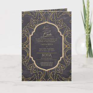 Nuestra Boda GOLD 4age Spanish Wedding INVITE Karte